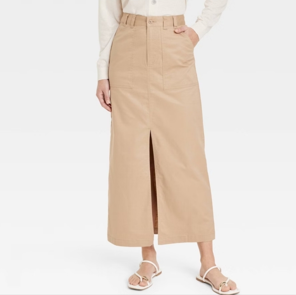 Women's Utility Midi Skirt - A New Day Tan XS